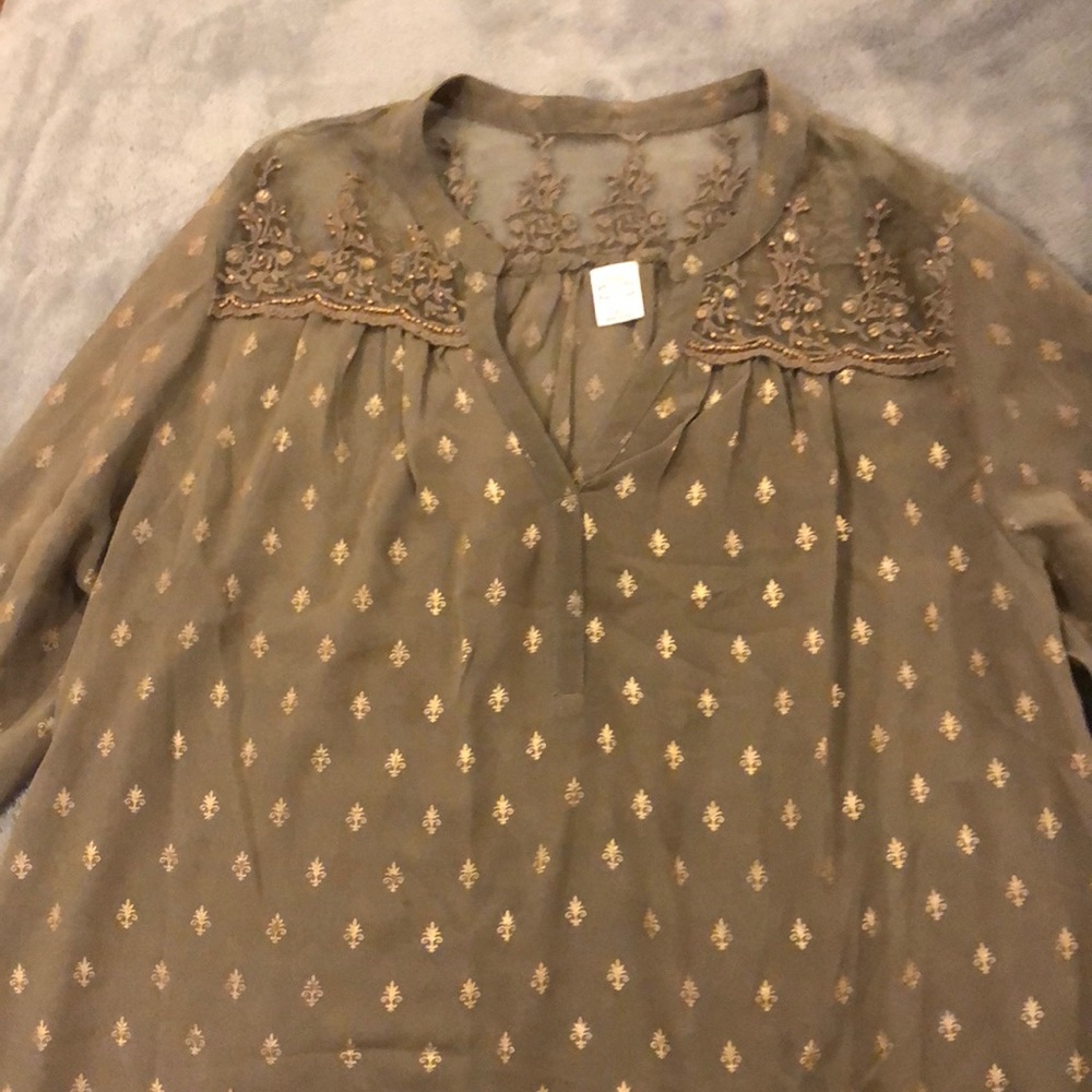 XL Bila Olive Green with Gold Detail and Beading